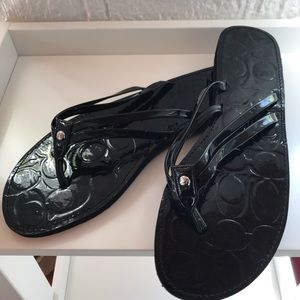 COACH NWOT Black Flip Flops
